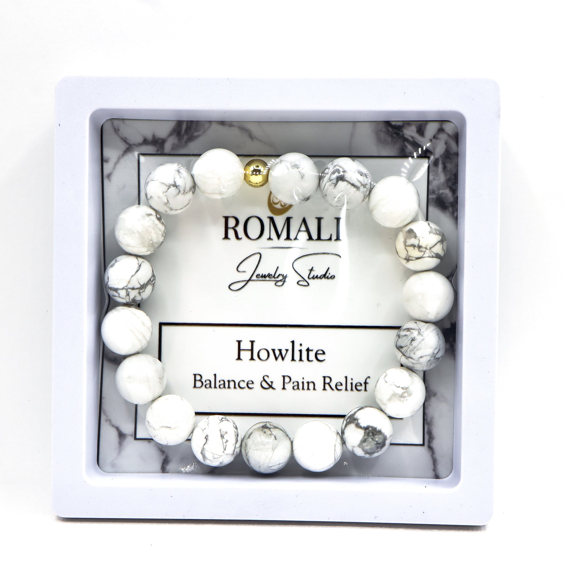 ROMALI Natural Howlite Beaded Bracelet - Stone of Balance 10mm - ROMALI