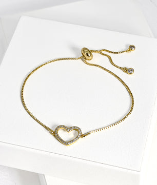 ROMALI 18K Gold-Plated Open Heart Adjustable Bracelet - ROMALI