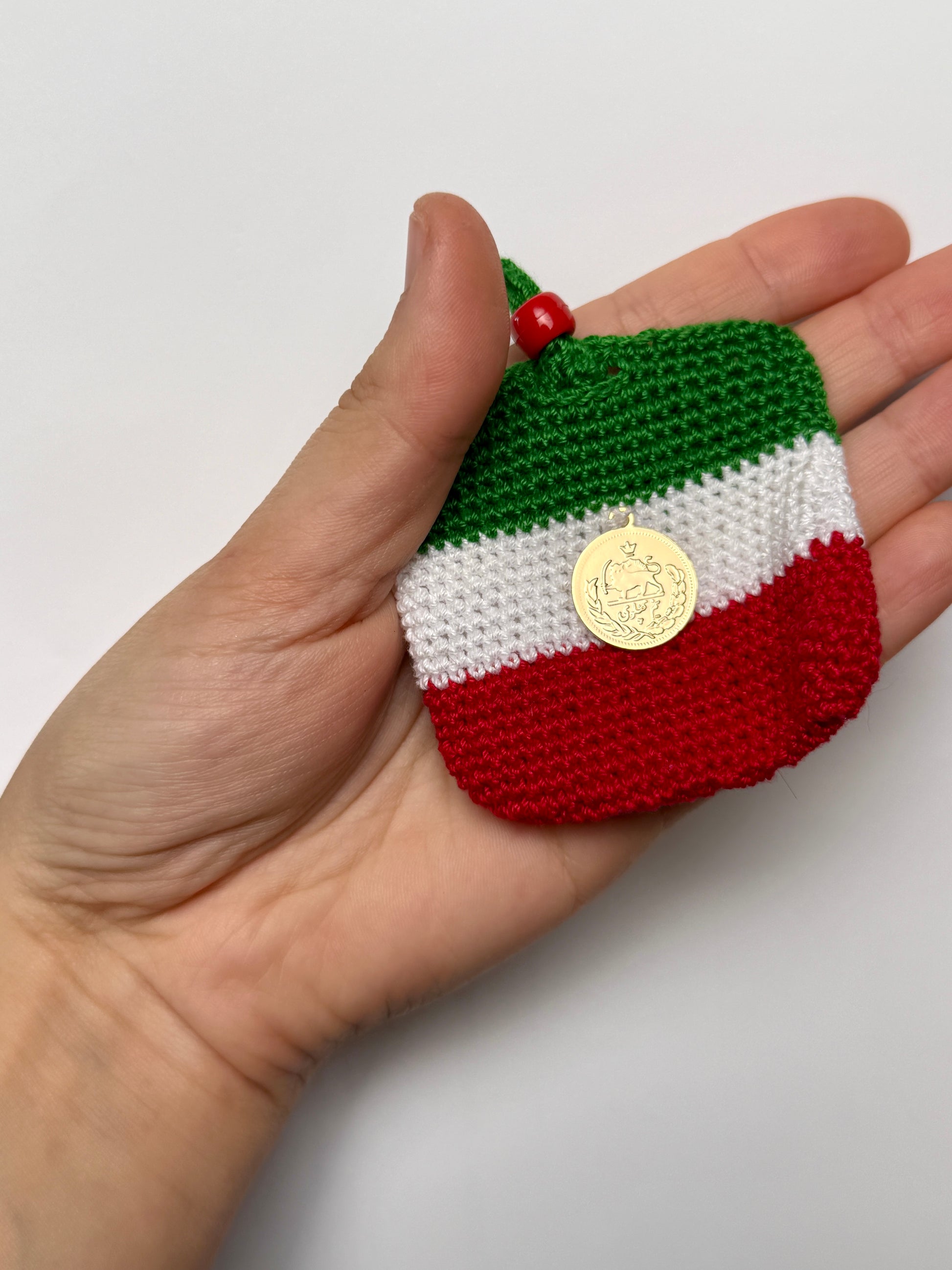 ROMALI Handmade Iran Mini Charm Pouch | Crocheted Bag Charm