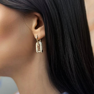 18k Gold-Plated Shimmering Link Earrings