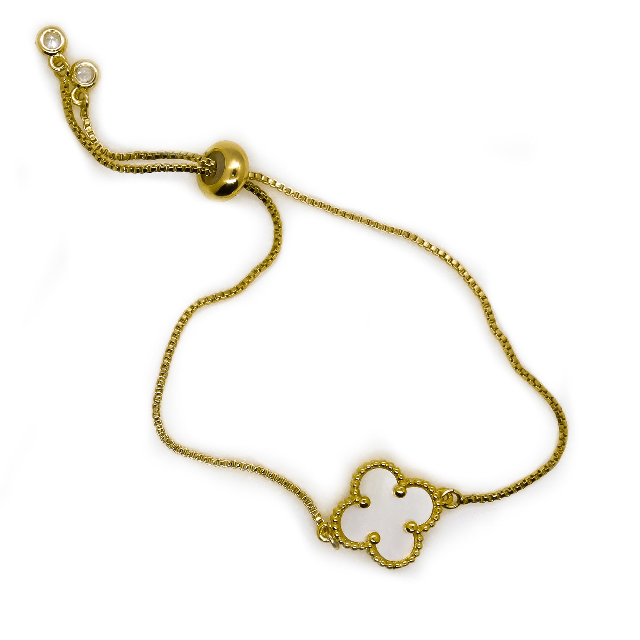 18k Gold-Plated Lucky Clover Adjustable Bracelet