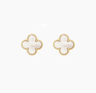 18k Solid Gold Lucky Clover Studs