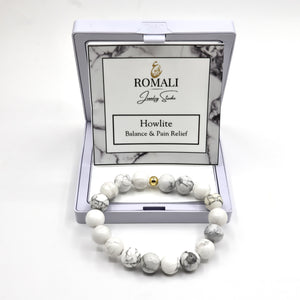ROMALI Natural Howlite Beaded Bracelet - Stone of Balance 10mm - ROMALI