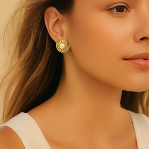 ROMALI 18K Gold-Plated Swirl Pearl Stud Earrings - ROMALI