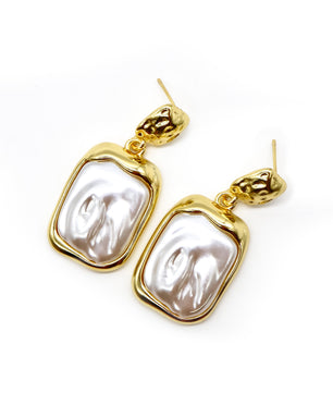 ROMALI 18k Gold-Plated Shell Pearl Drop Earrings - ROMALI