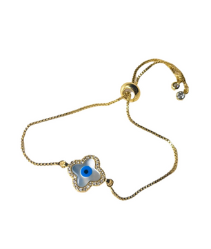 ROMALI 18k Gold-Plated Adjustable Eye Clover Bracelet - ROMALI