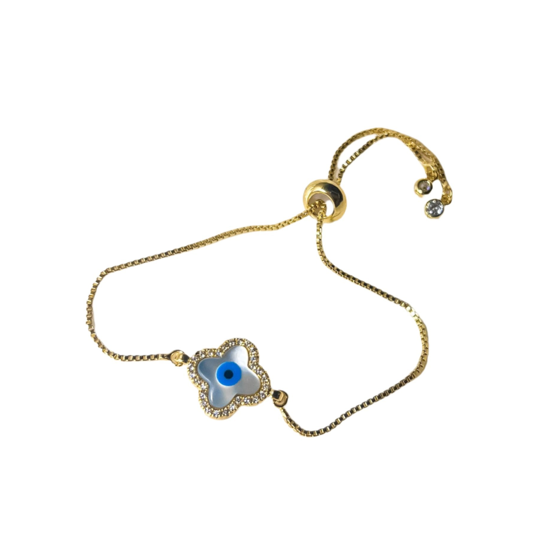 ROMALI 18k Gold-Plated Adjustable Eye Clover Bracelet - ROMALI