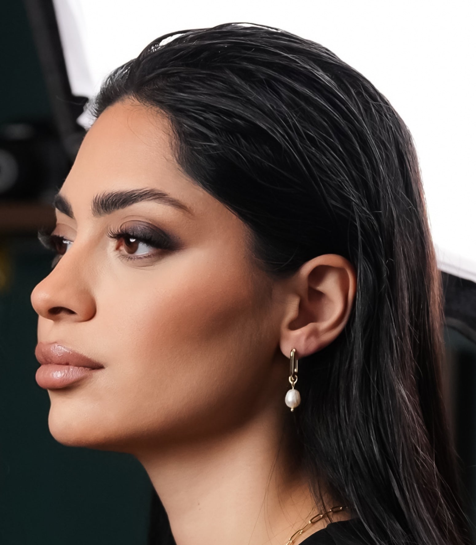 ROMALI 18K Gold-Plated Golden Pearl Hoop Earrings - ROMALI