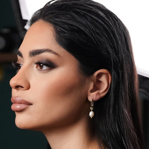 ROMALI 18K Gold-Plated Golden Pearl Hoop Earrings - ROMALI