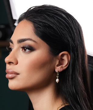 ROMALI 18K Gold-Plated Golden Pearl Hoop Earrings - ROMALI