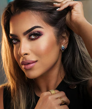 ROMALI 18k Gold-Plated Teardrop Evil Eye Stud Earrings with Blue Crystals - ROMALI