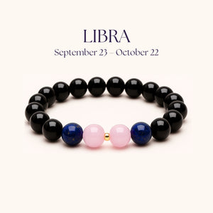 ROMALI Libra Zodiac Beaded Bracelet - Rose Quartz & Lapis Lazuli September 23 – October 22