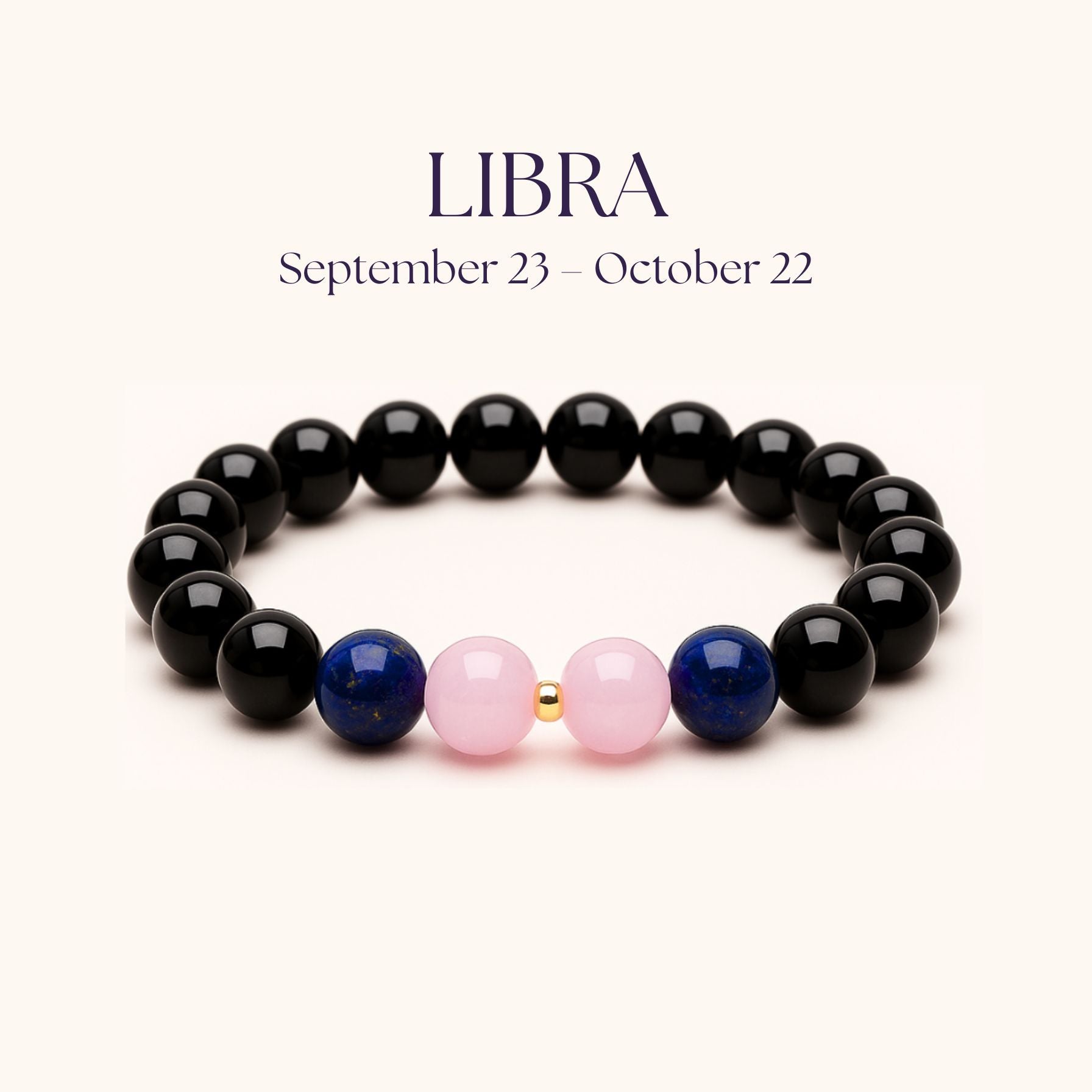 ROMALI Libra Zodiac Beaded Bracelet - Rose Quartz & Lapis Lazuli September 23 – October 22