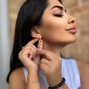 18k Gold-Plated Shimmering Link Earrings - ROMALI