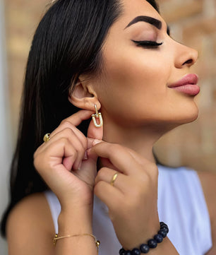 18k Gold-Plated Shimmering Link Earrings - ROMALI