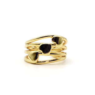 Triple Heart Gold Ring – 18K Gold Plated Adjustable Band