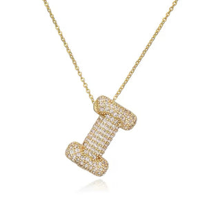 ROMALI 18K Gold-Plated Zirconia Balloon Initial Necklace - ROMALI