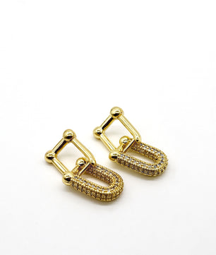 18k Gold-Plated Shimmering Link Earrings - ROMALI