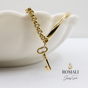 18k Solid Gold Key Bracelet