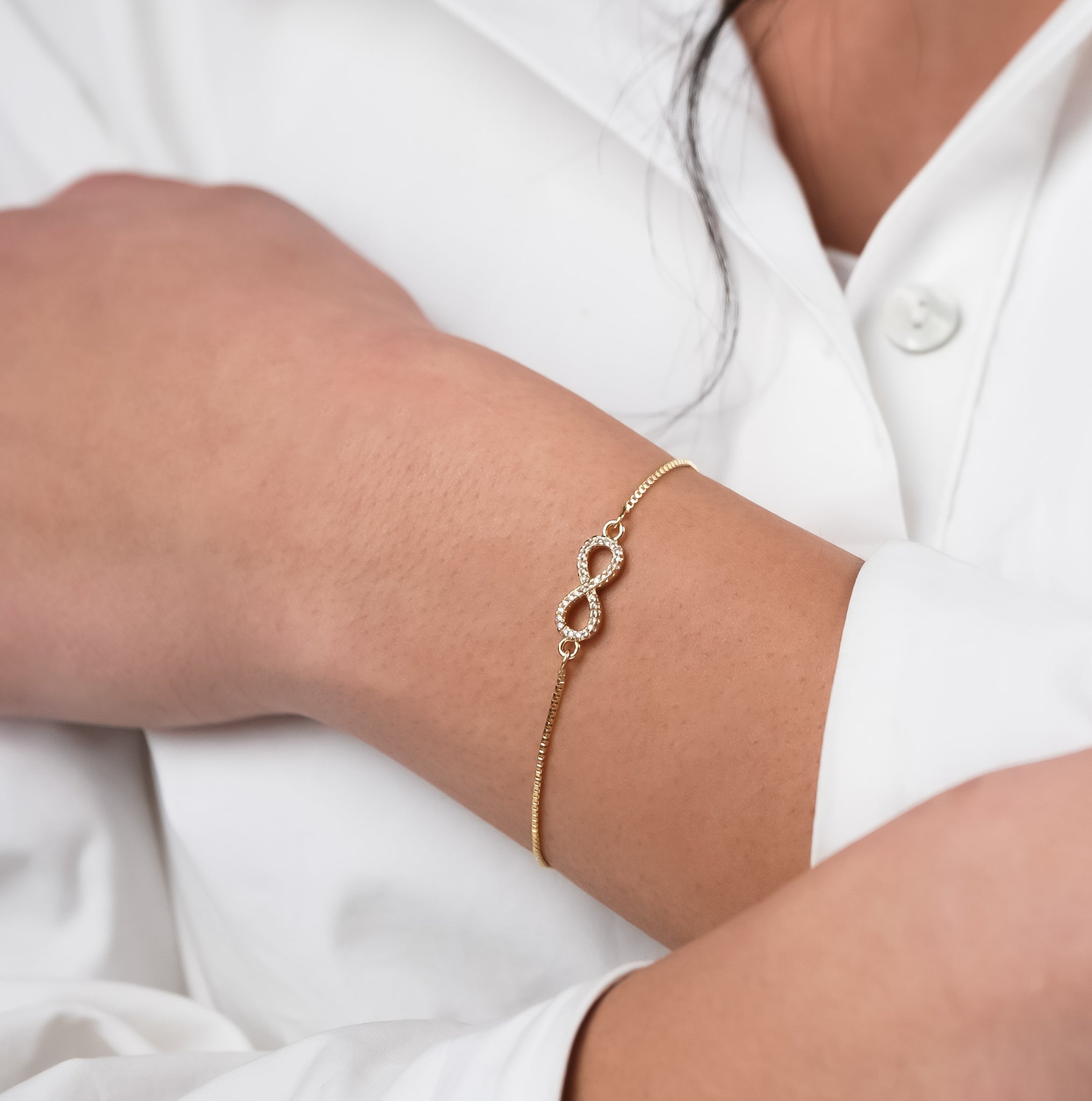 ROMALI 18K Gold-Plated Infinity Adjustable Slider Bracelet - ROMALI