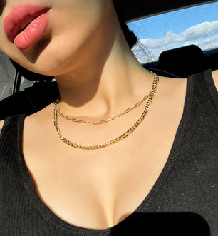 18k Gold-Plated Gold Curb Chain Necklace