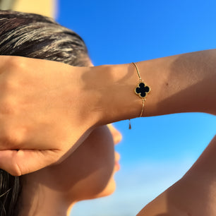 18k Gold-Plated Lucky Clover Adjustable Bracelet