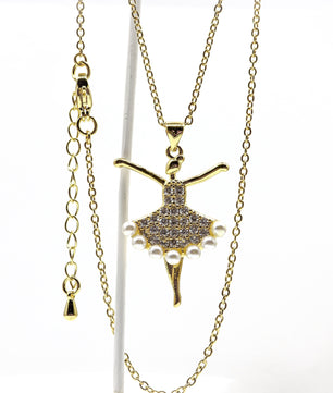 18k Gold-Plated Ballerina Pendant Necklace - ROMALI
