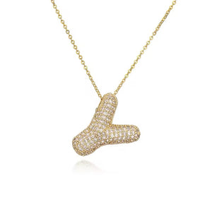 ROMALI 18K Gold-Plated Zirconia Balloon Initial Necklace - ROMALI