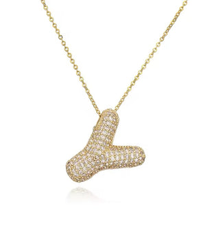 ROMALI 18K Gold-Plated Zirconia Balloon Initial Necklace - ROMALI