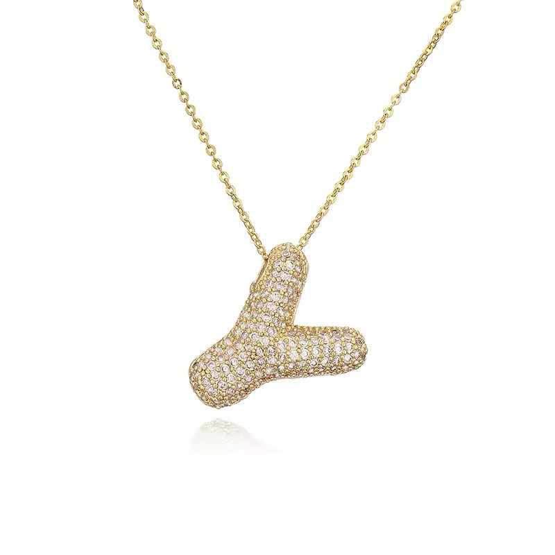 ROMALI 18K Gold-Plated Zirconia Balloon Initial Necklace - ROMALI