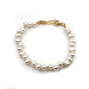 18k Gold-Plated Natural Keshi Freshwater Pearl Bracelet