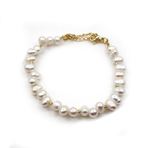 18k Gold-Plated Natural Keshi Freshwater Pearl Bracelet