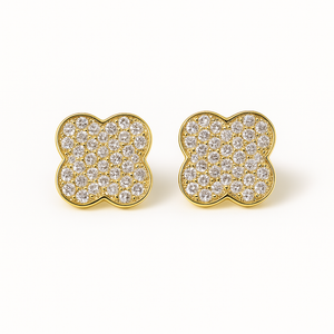 ROMALI 18K Gold-Plated Shiny Clover Stud Earrings - ROMALI