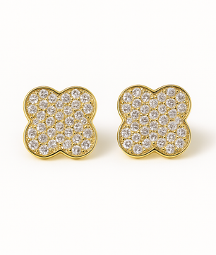 ROMALI 18K Gold-Plated Shiny Clover Stud Earrings - ROMALI