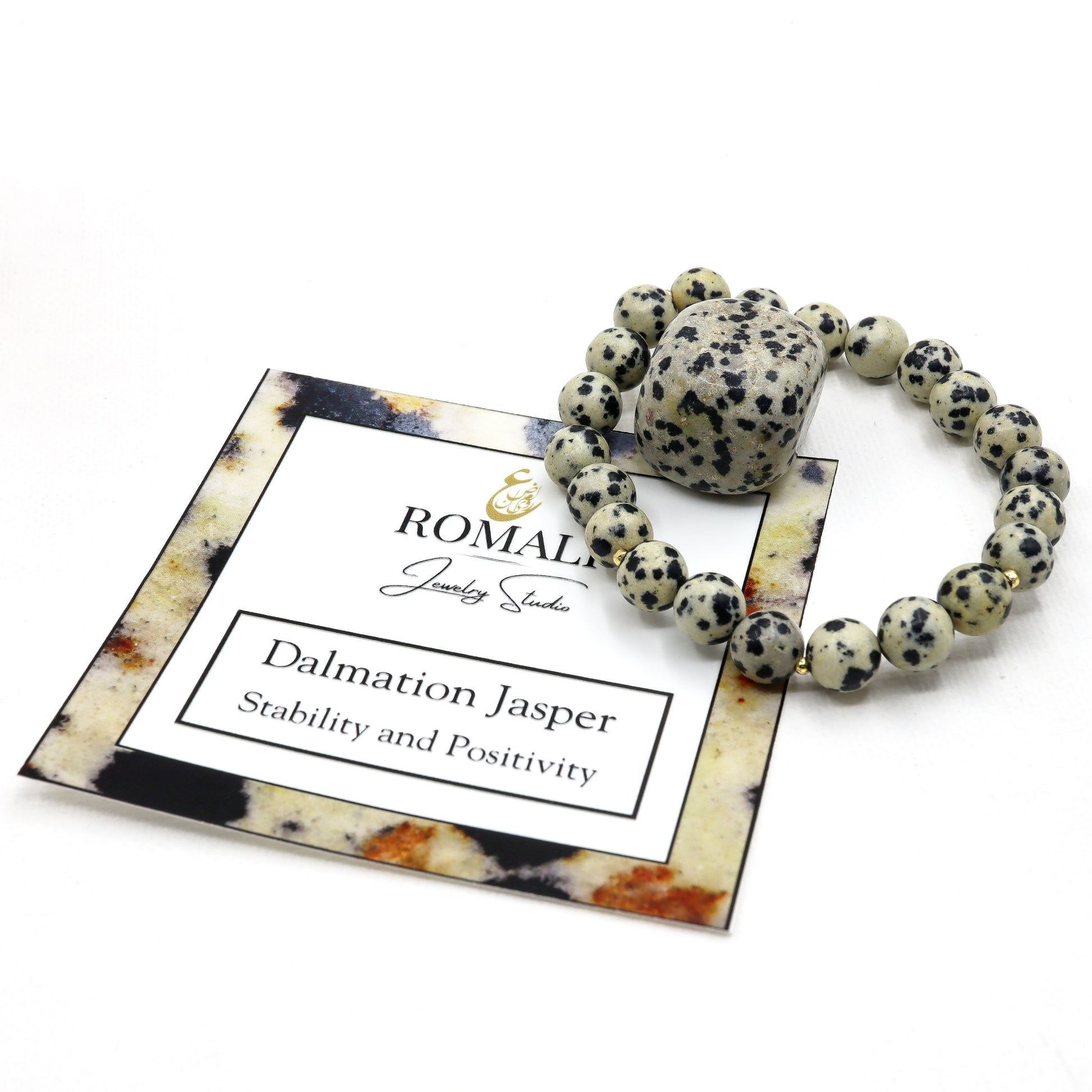 Natural Dalmatian Jasper Bracelet - 8mm