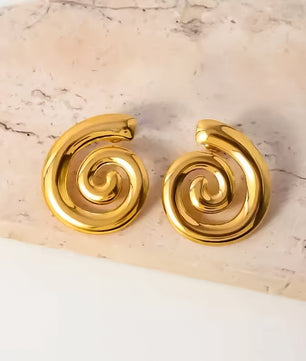 ROMALI 18K Gold-Plated Spiral Dangle Stud Earrings - ROMALI
