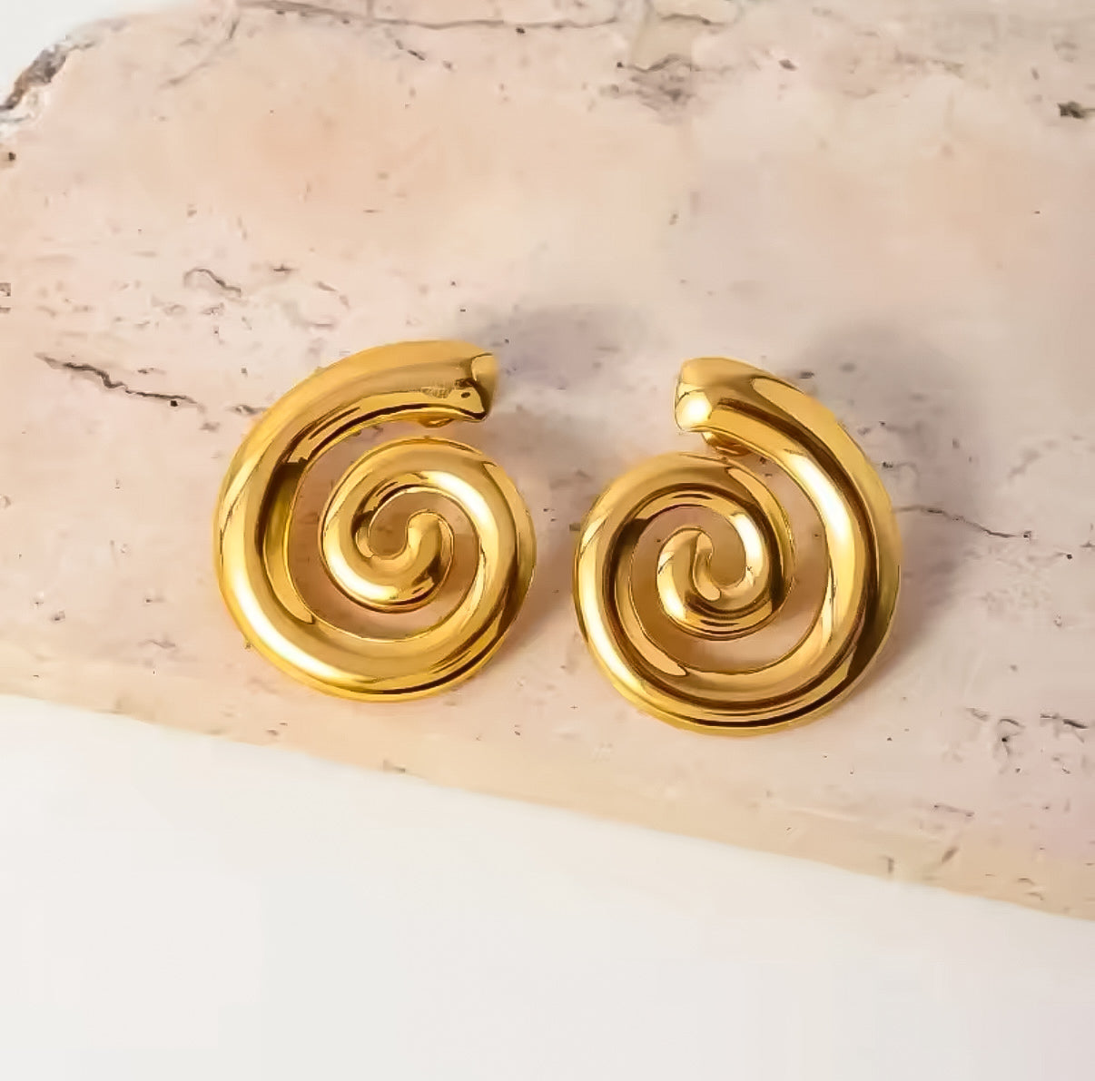 ROMALI 18K Gold-Plated Spiral Dangle Stud Earrings - ROMALI