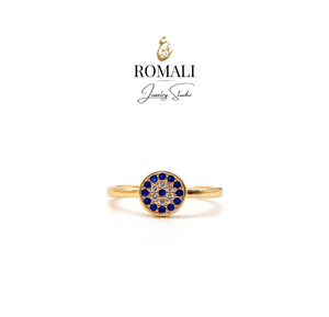 ROMALI 18K Gold Plated Evil Eye Round Crystal Ring