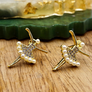 18k Gold-Plated Ballerina Stud Earrings