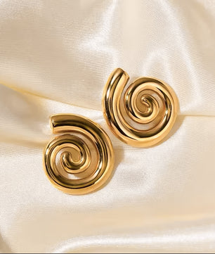 ROMALI 18K Gold-Plated Spiral Dangle Stud Earrings - ROMALI