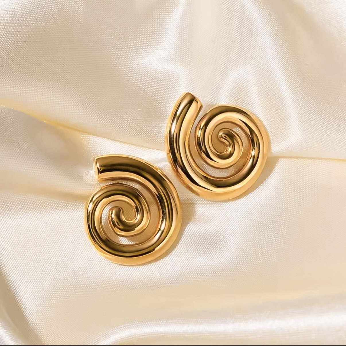 ROMALI 18K Gold-Plated Spiral Dangle Stud Earrings - ROMALI