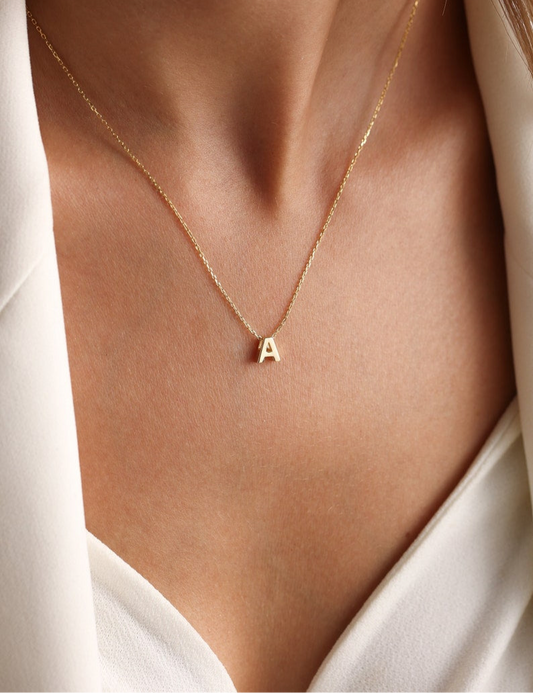 ROMALI 18k Gold-Plated Initial pendant Adjustable Necklace - ROMALI