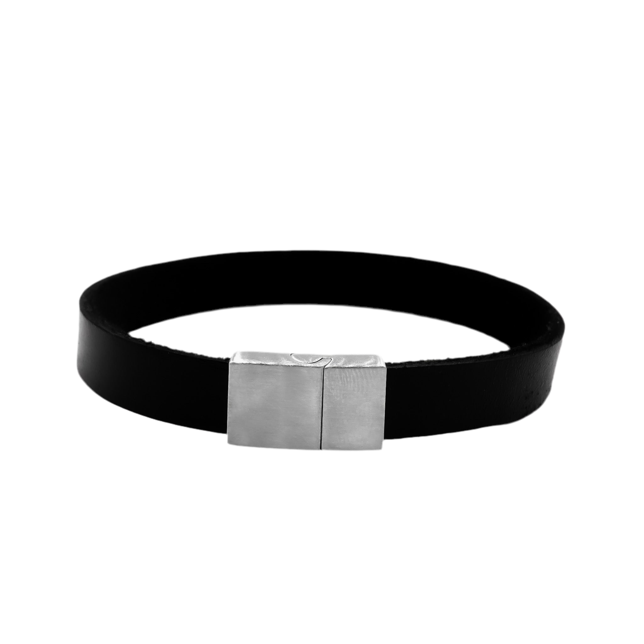 ROMALI Black Flat Leather Magnetic Bracelet - ROMALI