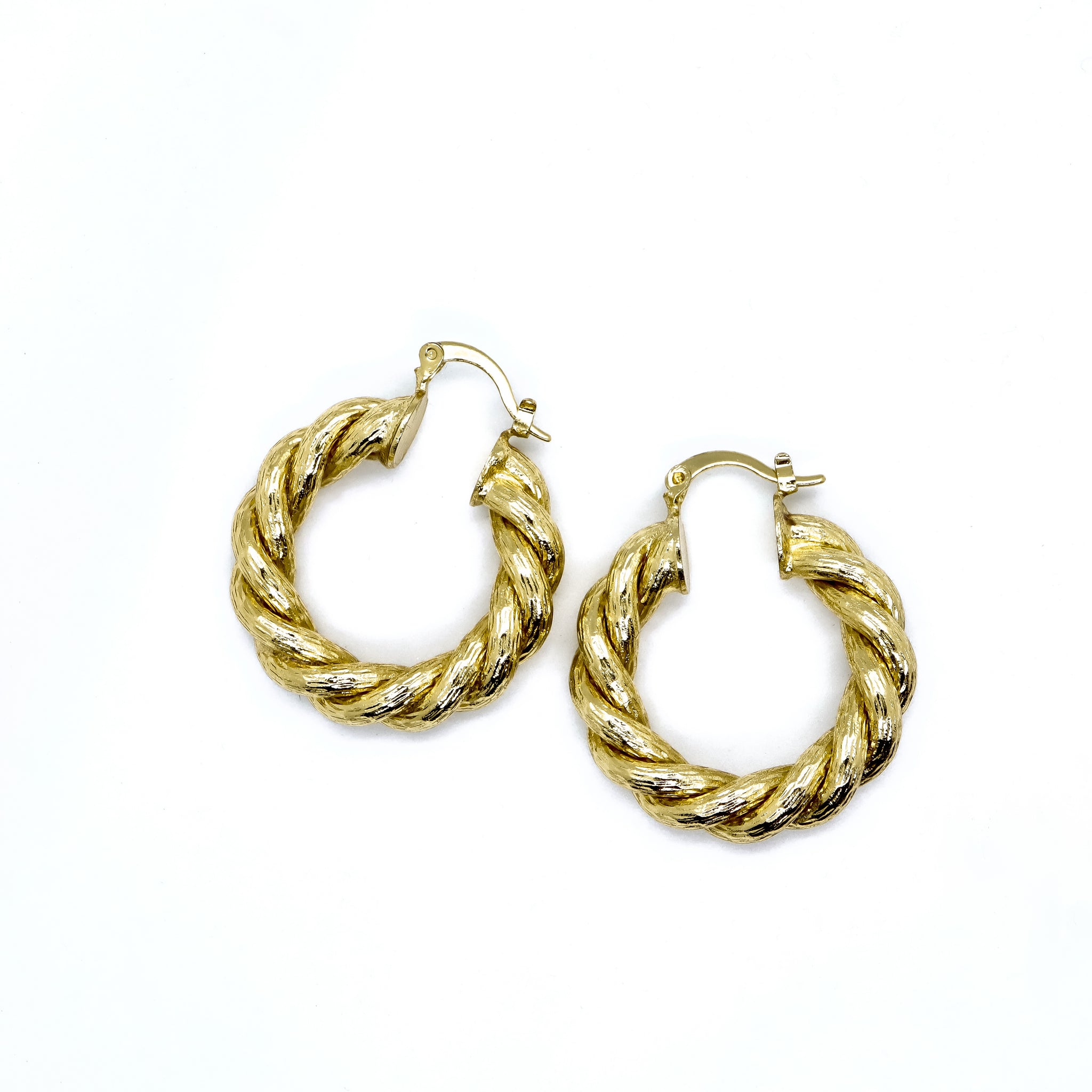 18k Goldplated Twisted Golden Hoop Earrings