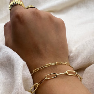 ROMALI 18K Gold-Plated Small Paperclip Bracelet - ROMALI