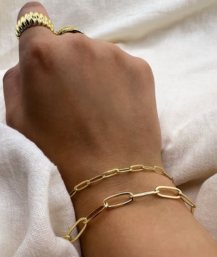 ROMALI 18K Gold-Plated Small Paperclip Bracelet - ROMALI