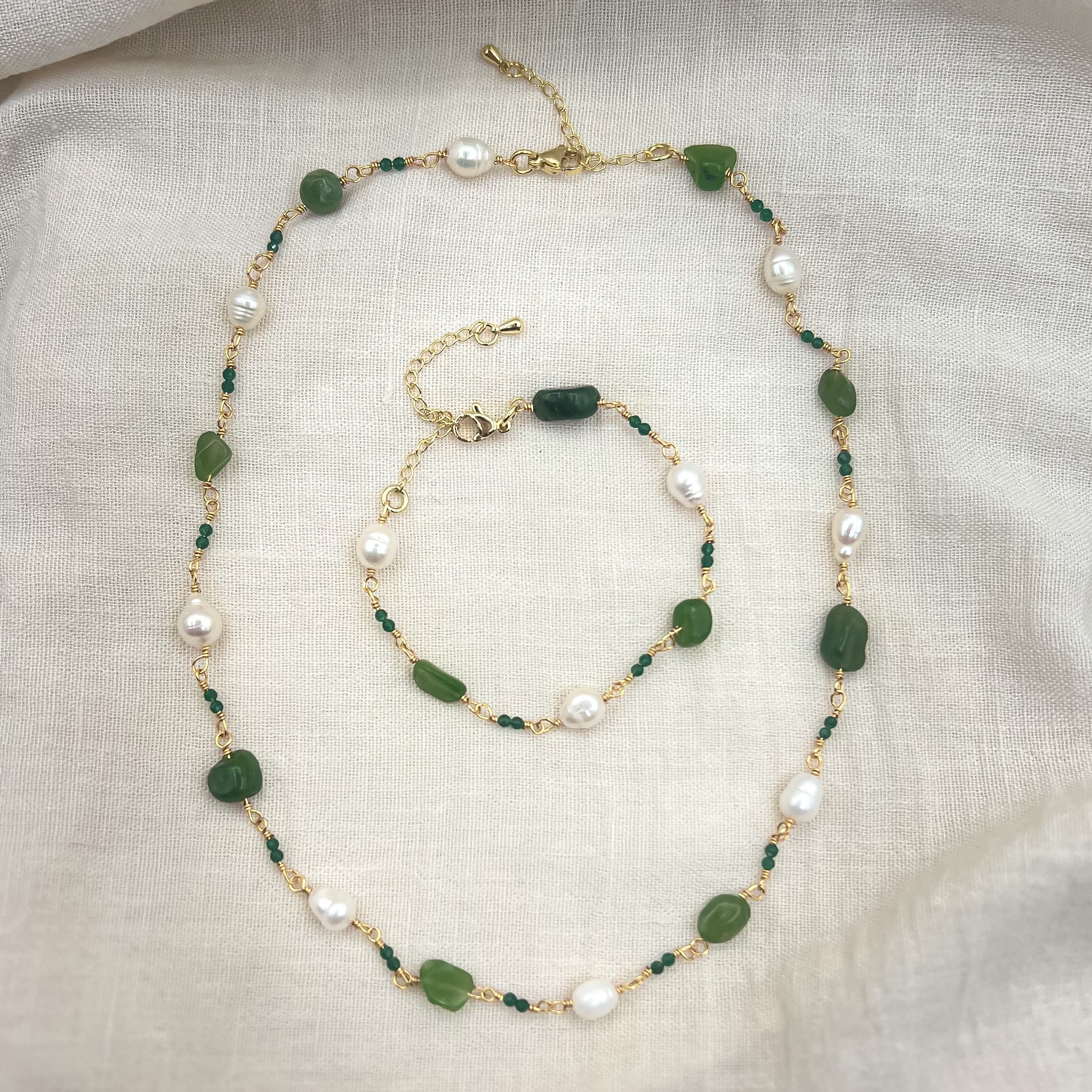 Green Jade Freshwater Pearl Set