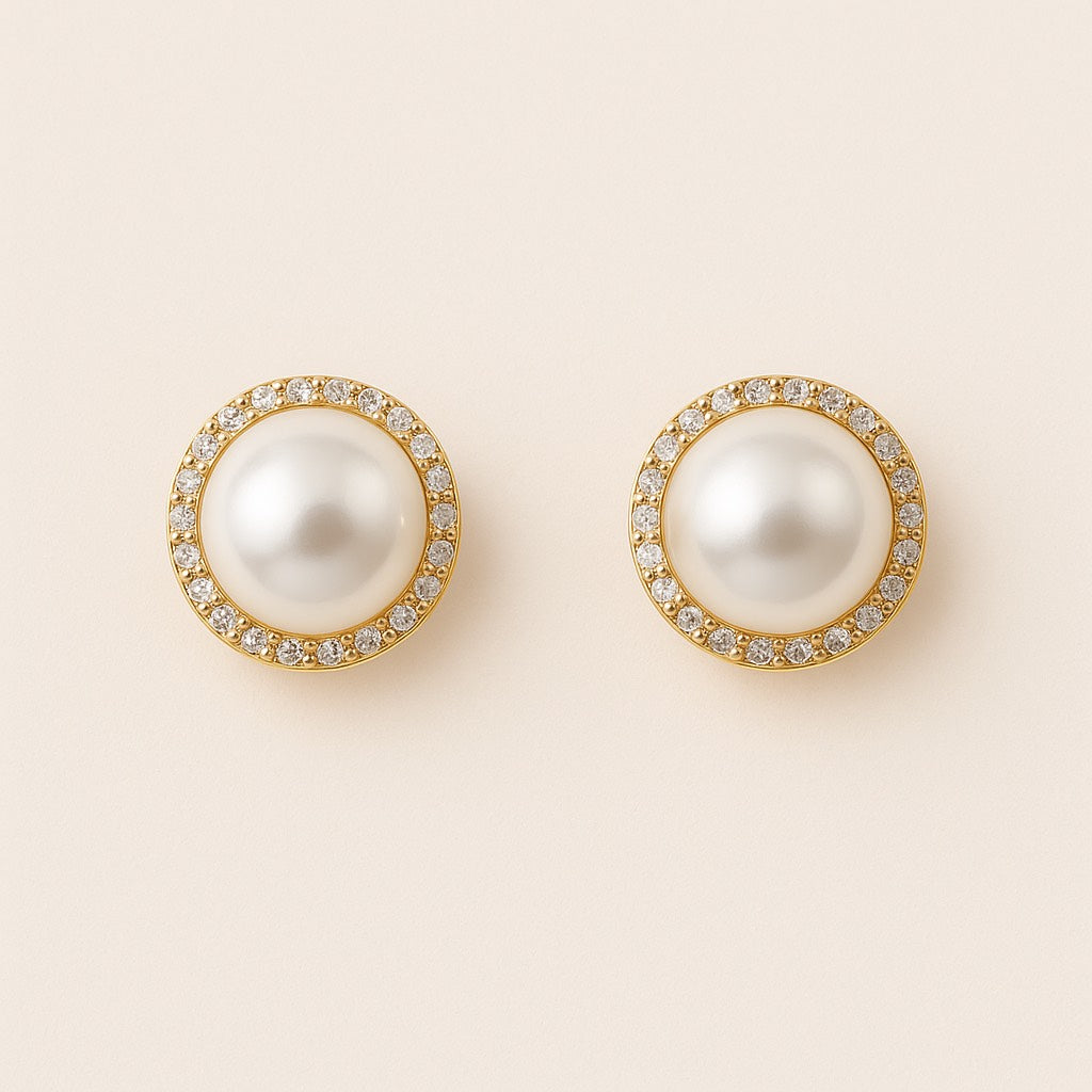 ROMALI 18K Gold-Plated Pearl Stud Earrings