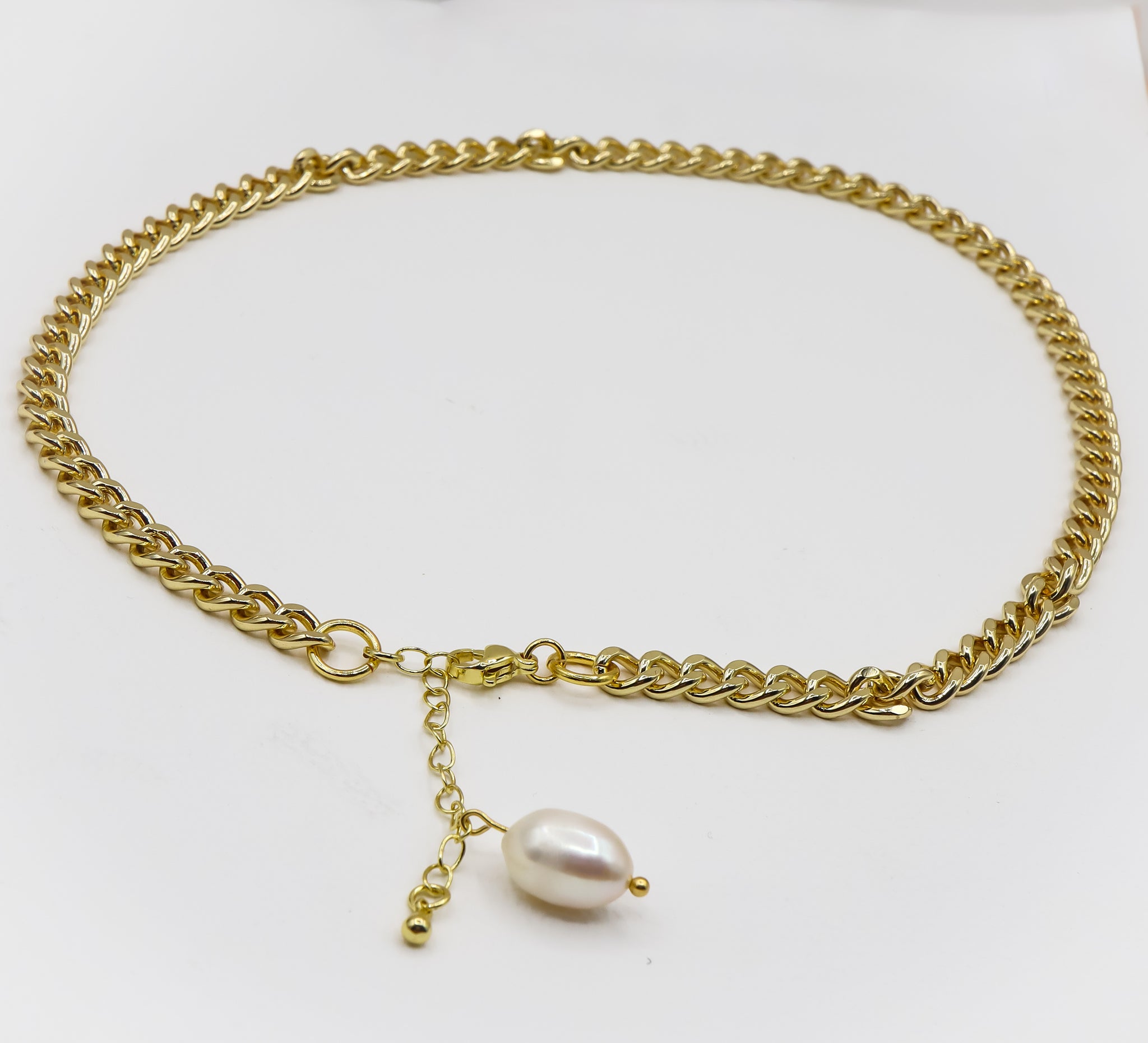18k Gold-Plated Gold Curb Chain Necklace