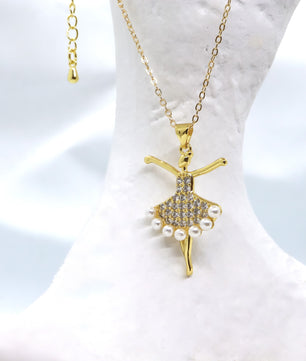 18k Gold-Plated Ballerina Pendant Necklace - ROMALI